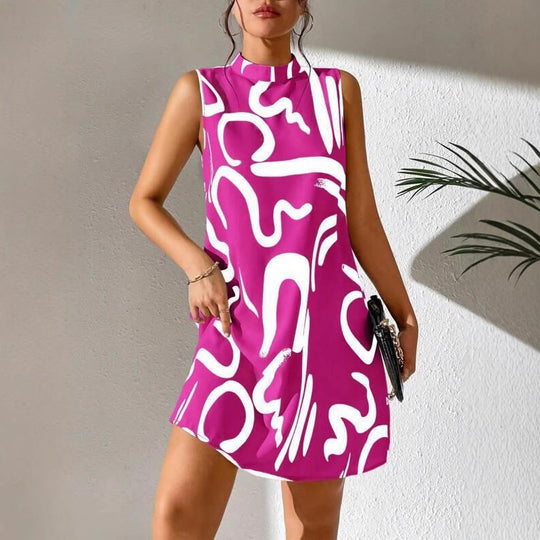 Damen Minimalistisches Cocktailkleid mit modernem grafischen Muster EB