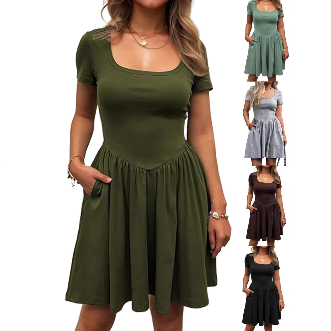 Damen Kurzarm Kleid EB