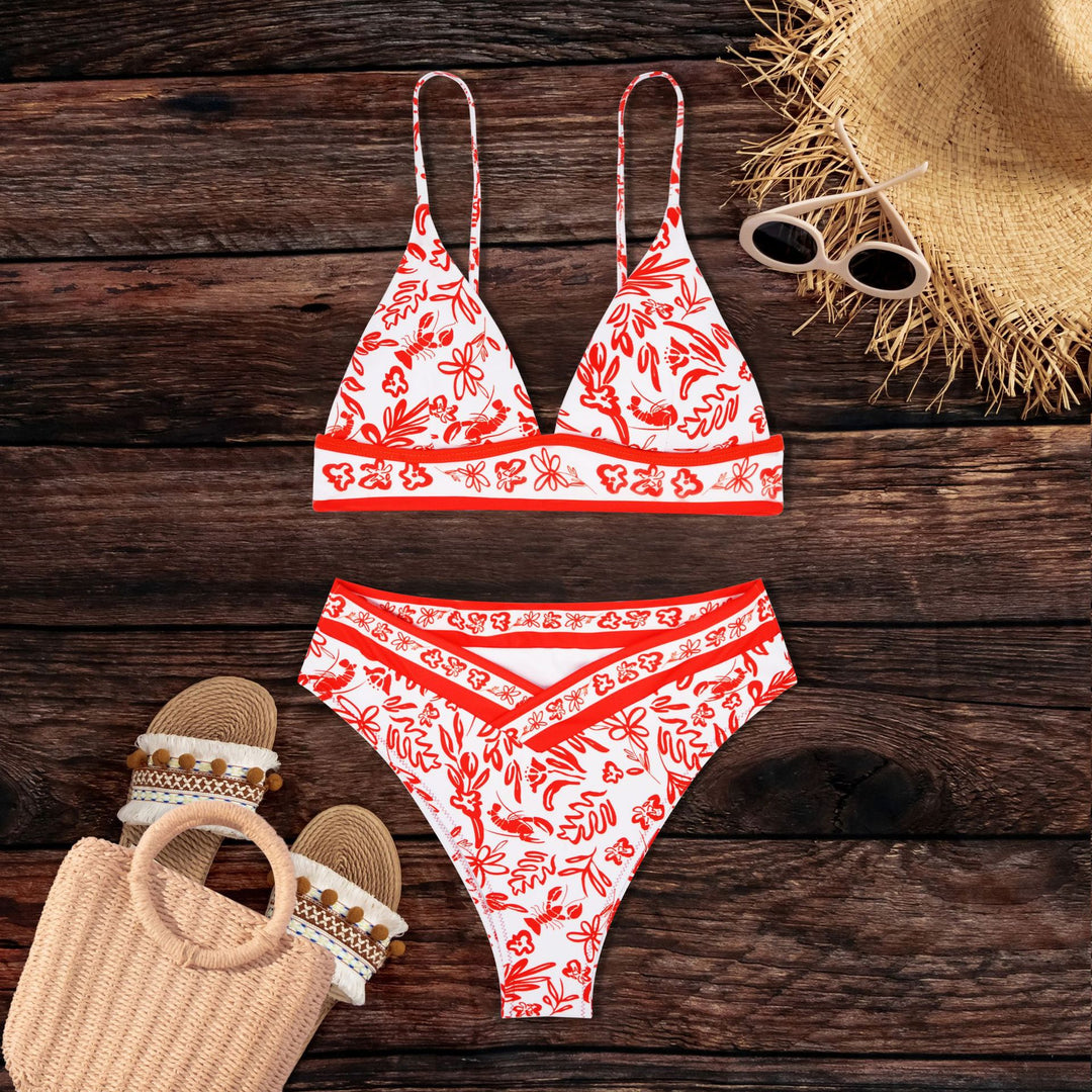Damen Bikini mit floralem Design und sportlichem Schnitt EB