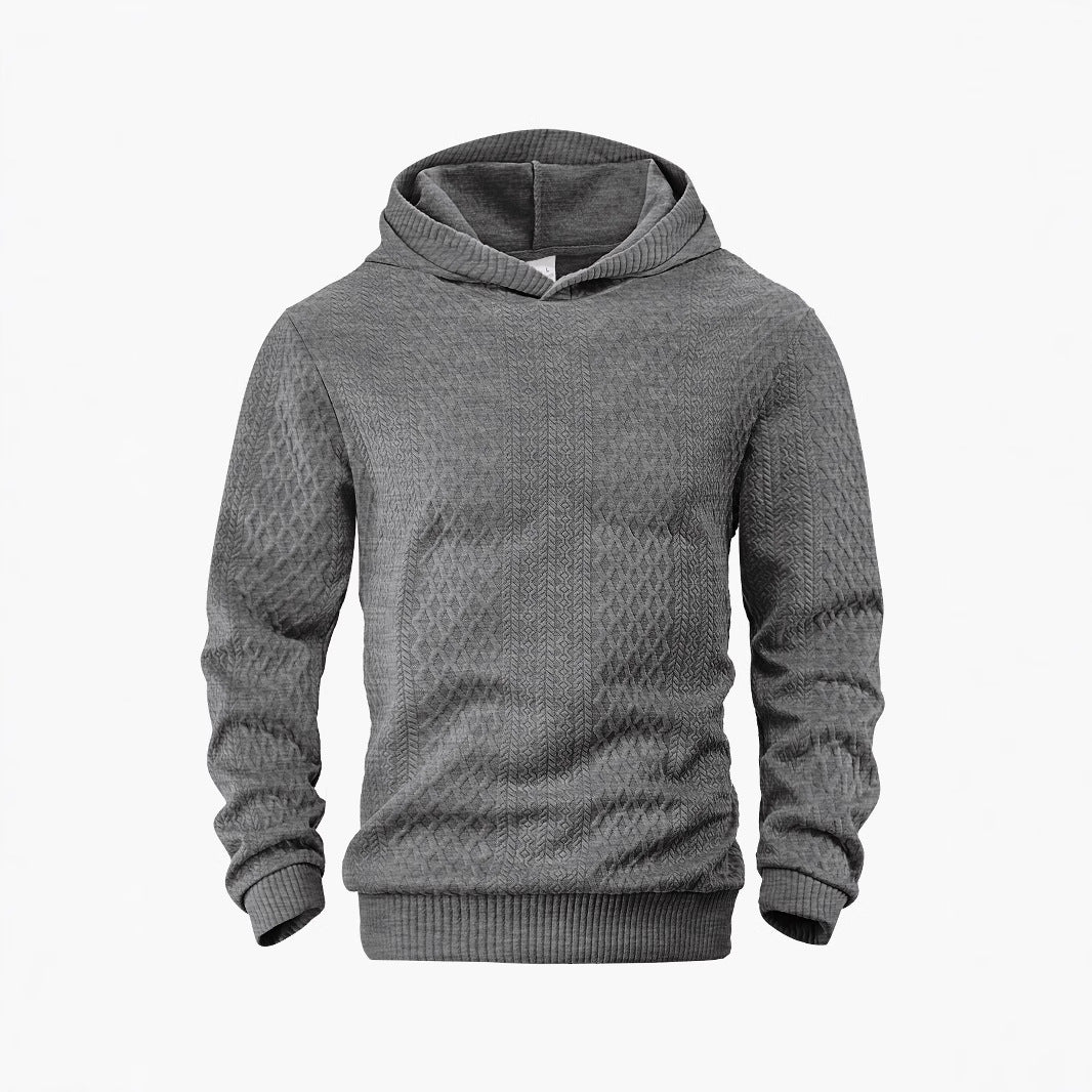 Herren nan strukturierter Schlauchkragen-Pullover mit Kapuze und Waben-Jacquard EB