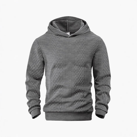 Herren nan strukturierter Schlauchkragen-Pullover mit Kapuze und Waben-Jacquard EB
