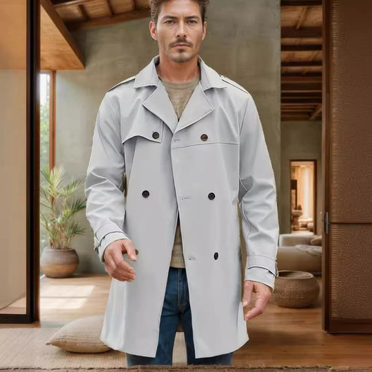 Herren modischer Trenchcoat mit praktischen Seitentaschen und abnehmbarem Innenfutter EB