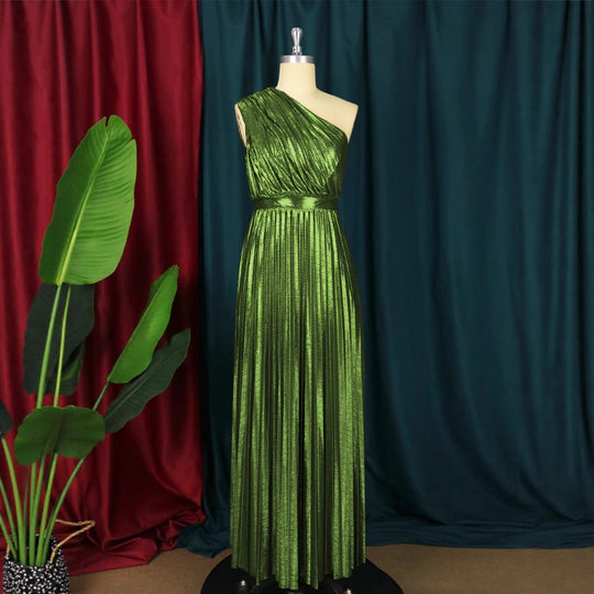 Damen plissiertes Abendkleid mit schimmerndem Oberteil EB
