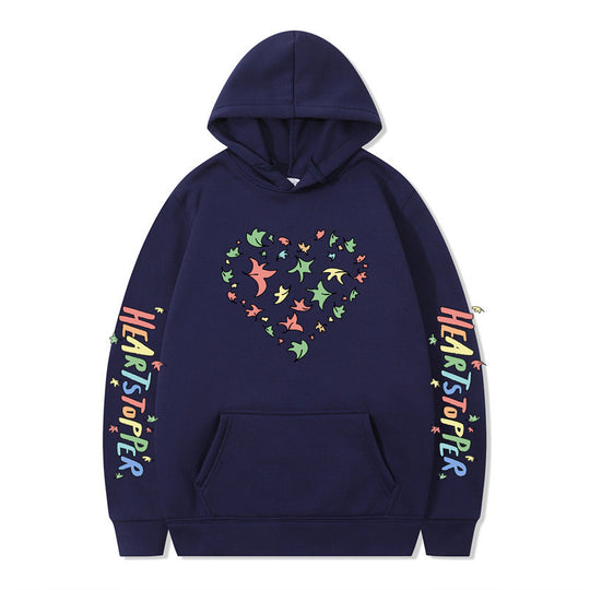 Damen Kapuzenpullover mit kreativem Herz- und Blattmotiv EB