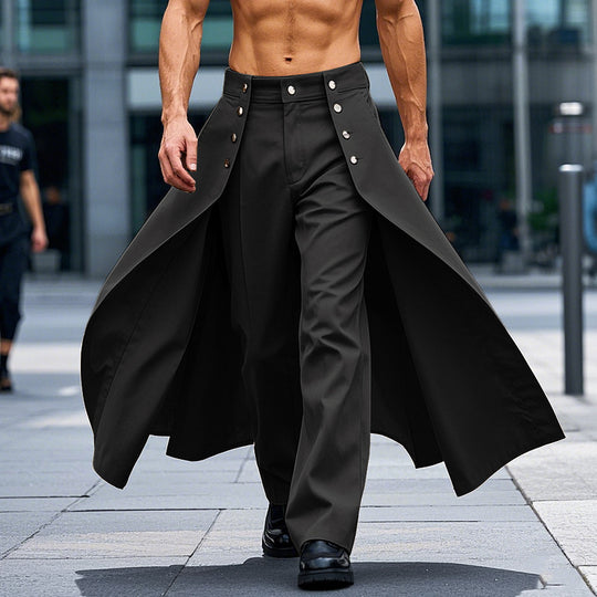 Damen nan taillenhoher ausgestellter Midi-Wickelrock mit innerer Culotte und Zierknopfleiste EB