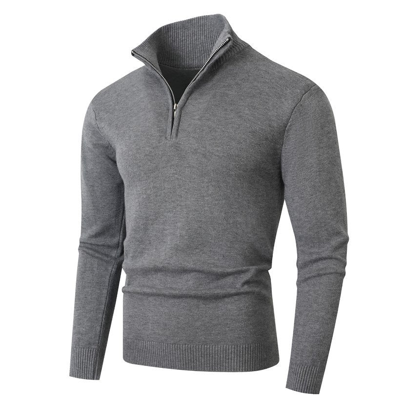 Herren Pullover mit modernem halben Reißverschluss und feiner Rippenstruktur EB