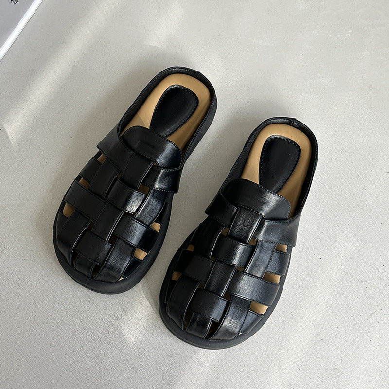 Damen Komfortable geflochtene Sandalen mit bequemer Fußbettgestaltung EB