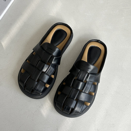 Damen Komfortable geflochtene Sandalen mit bequemer Fußbettgestaltung EB