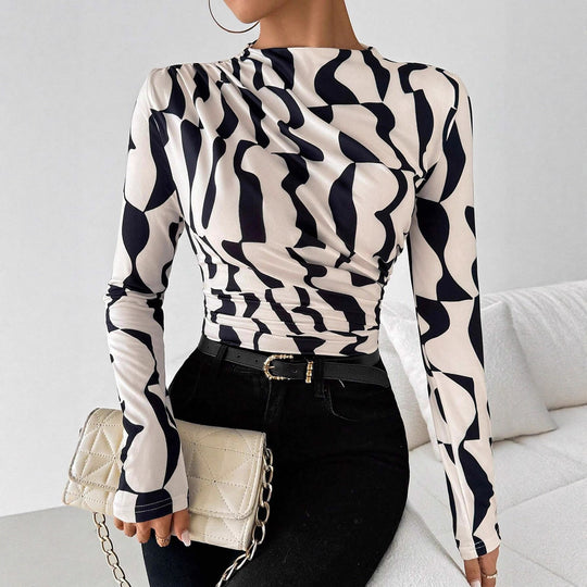Damen Langarmshirt mit modischem Muster EB