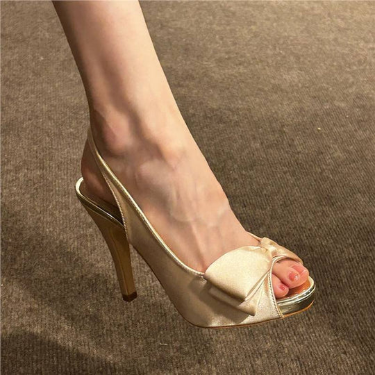 Damen Slingback High Heels mit dekorativer Schleifenapplikation EB