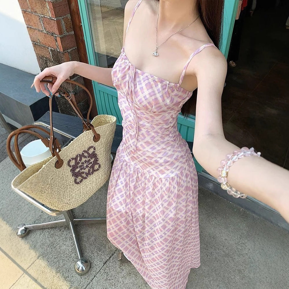 Damen Maxikleid mit Spaghettiträgern und eleganter Raffungen EB