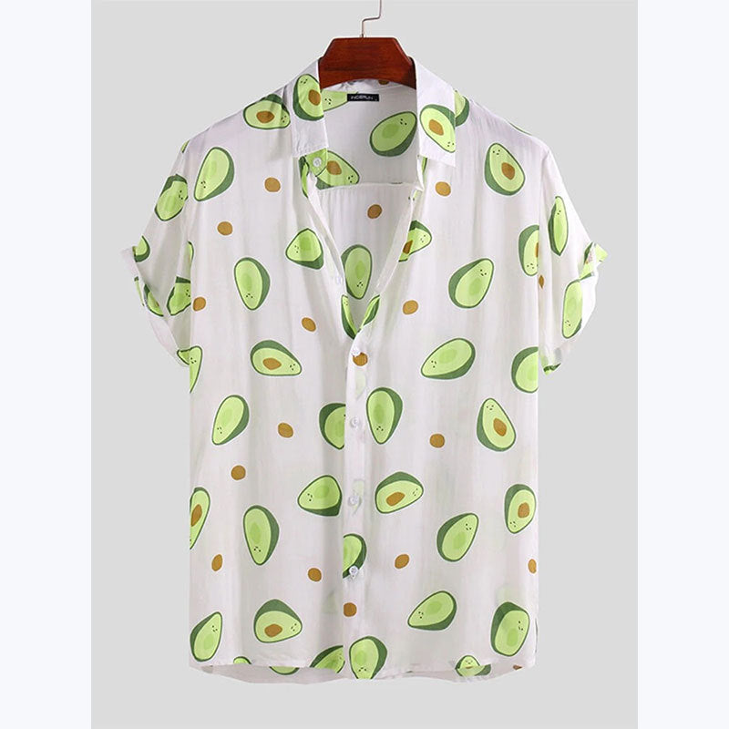 Herren Kurzarmhemd mit frischem Avocado-Muster EB