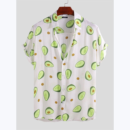 Herren Kurzarmhemd mit frischem Avocado-Muster EB