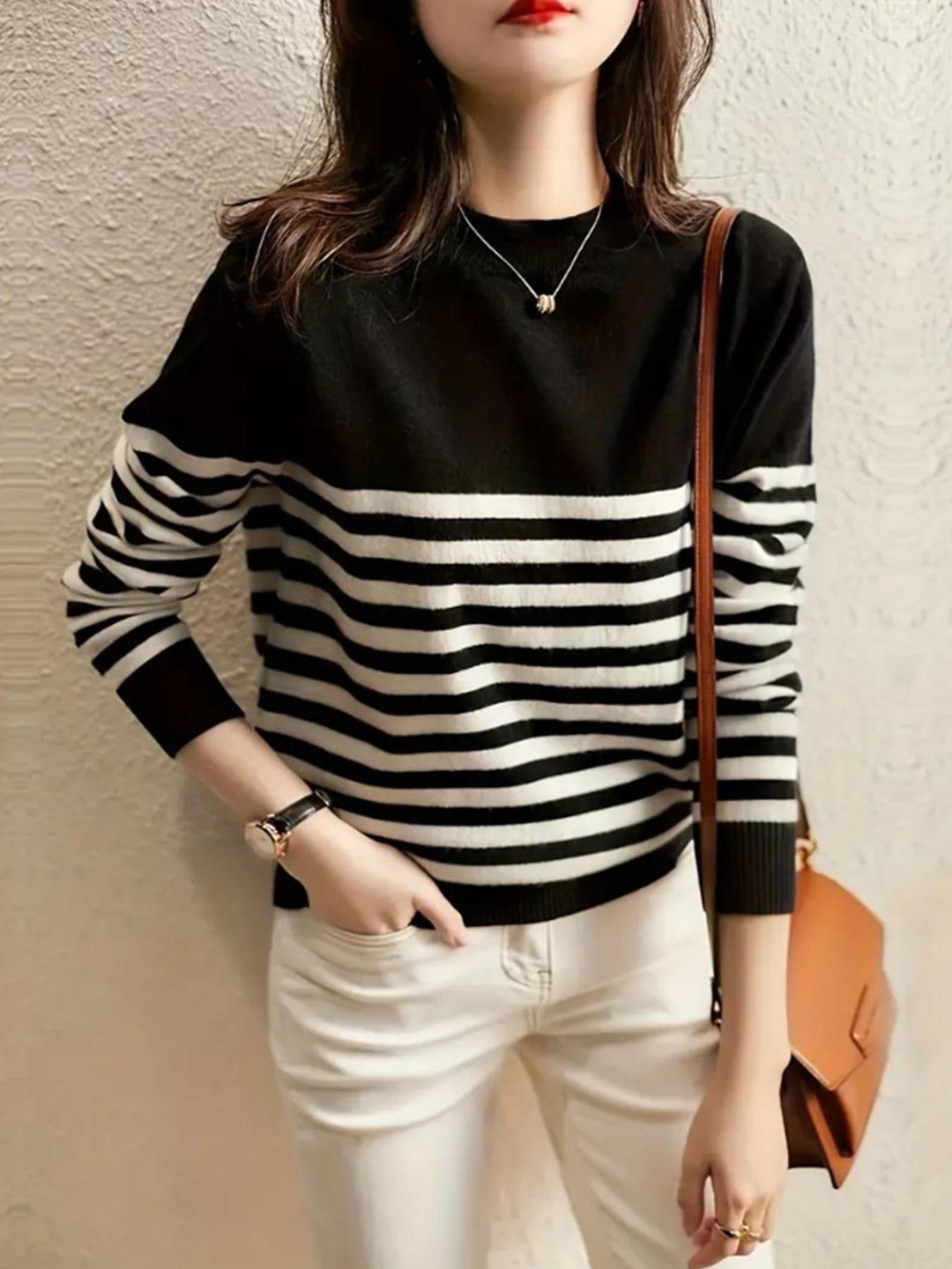 Damen gestreifter Pullover EB