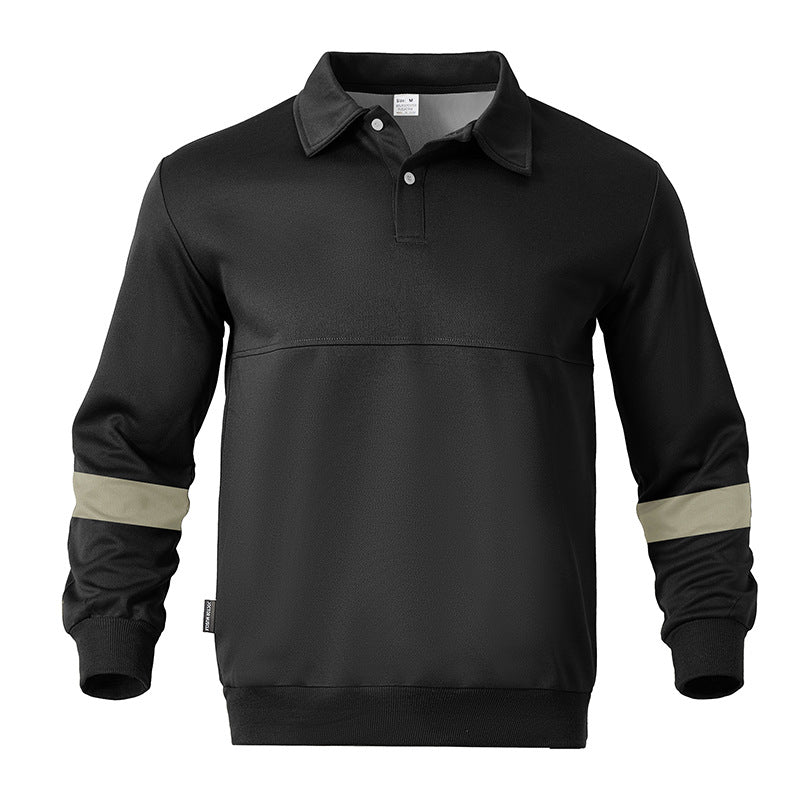 Herren sportlicher Langarm-Polo mit modernem Design und Kontrastärmel EB