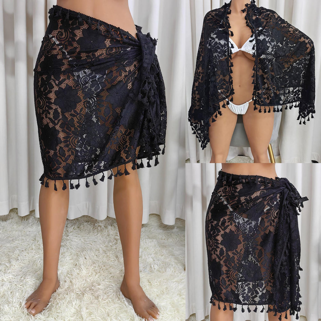 Damen Häkel-Strandsarong mit eleganten Fransen EB