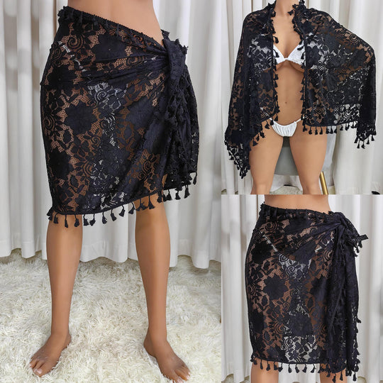 Damen Häkel-Strandsarong mit eleganten Fransen EB