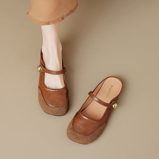 Damen Bequeme Mokassins mit verstellbarem Riemen und eleganter Schnalle EB