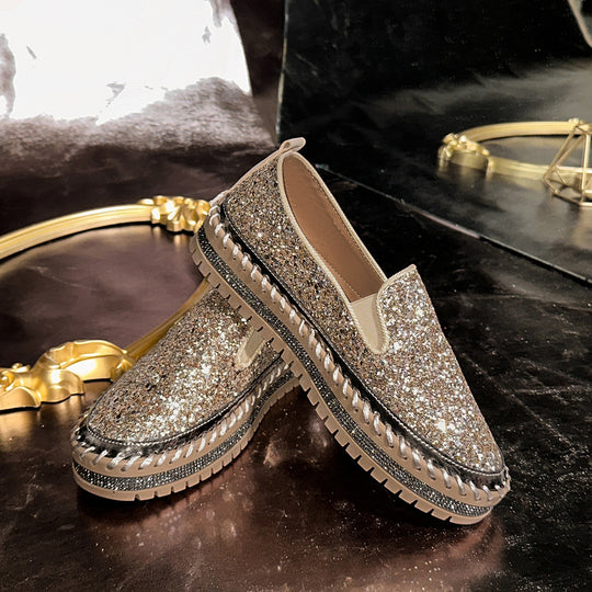Damen Glitzernde Slip-On Sneakers mit flexiblem Sohlenprofil EB