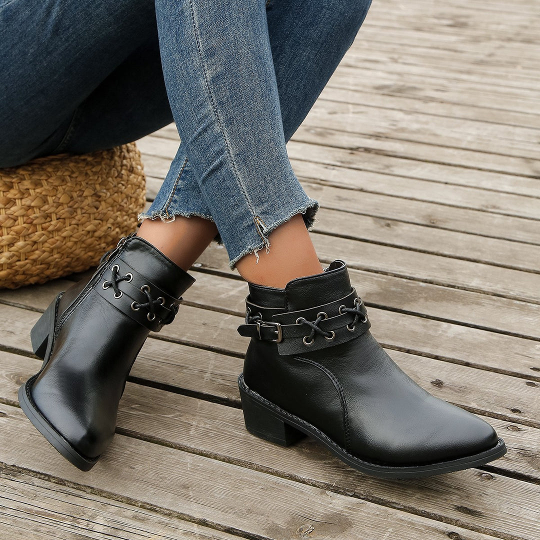 Damen Stiefeletten mit modischem Schnür-Detail EB