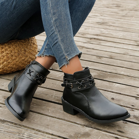 Damen Stiefeletten mit modischem Schnür-Detail EB