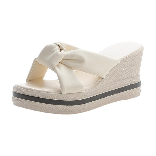 Damen Elegante Plateau-Sandalen mit modischem Knoten-Design EB