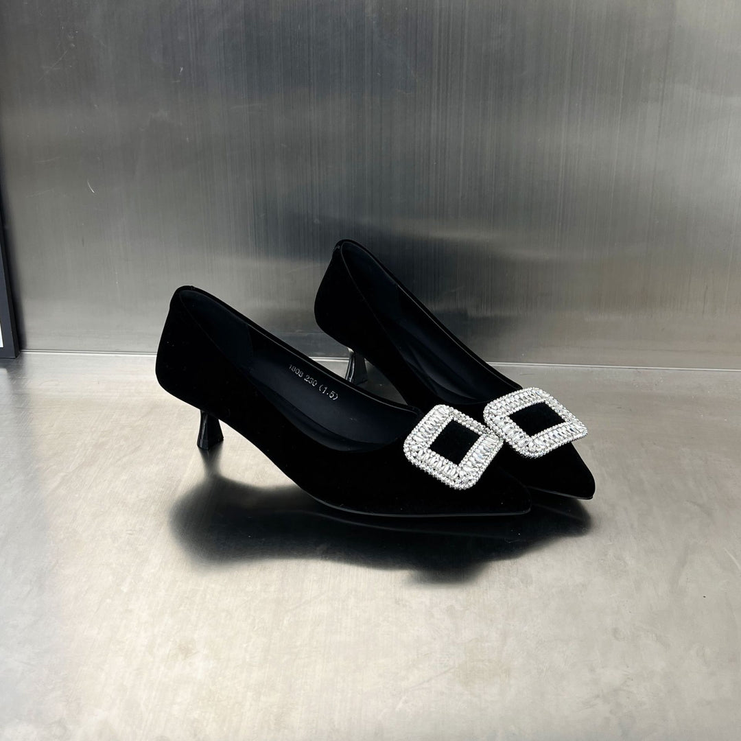 Damen Elegante Pumps mit funkelndem Strassbesatz und komfortablem Absatz EB