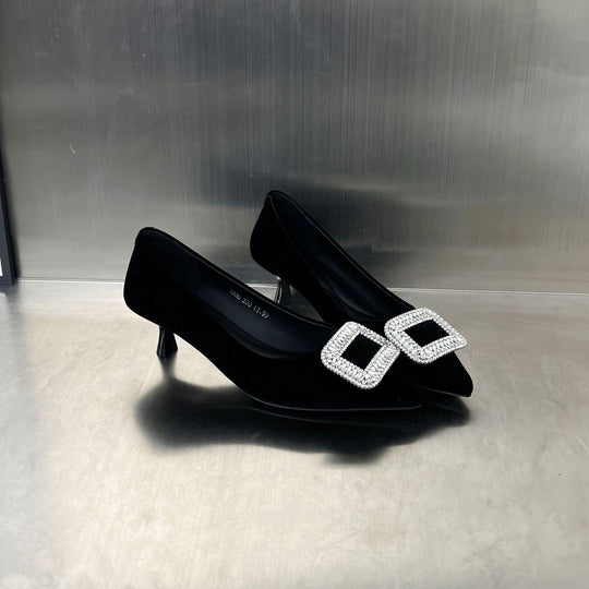 Damen Elegante Pumps mit funkelndem Strassbesatz und komfortablem Absatz EB