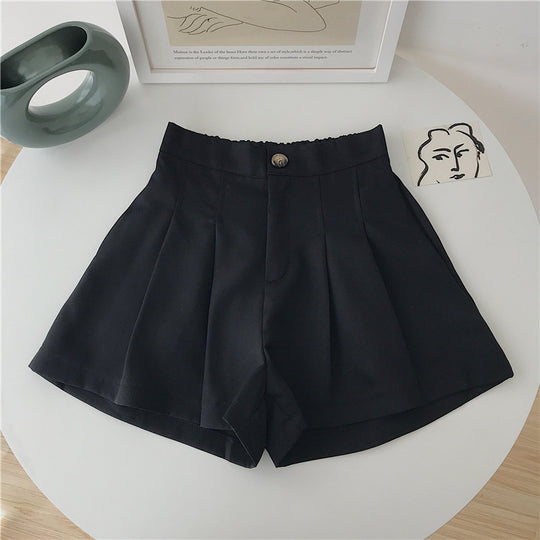 Damen elegante Shorts mit Faltenwurf und Knopfdetail