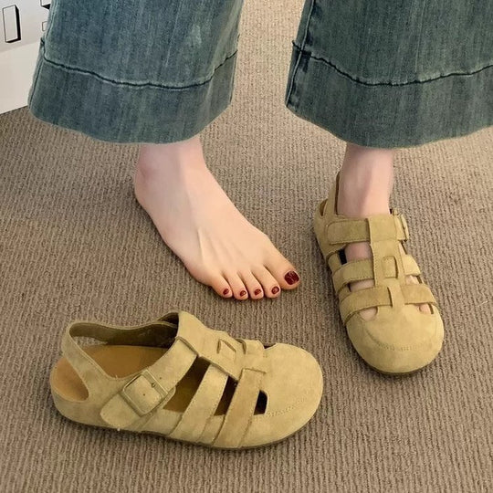 Damen Bequeme Sandalen mit verstellbaren Riemen und weichem Innenfutter EB