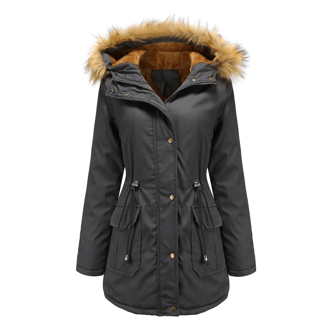 Damen warme Outdoor-Parka mit abnehmbarer Kapuze und luxuriösem Kunstfell EB