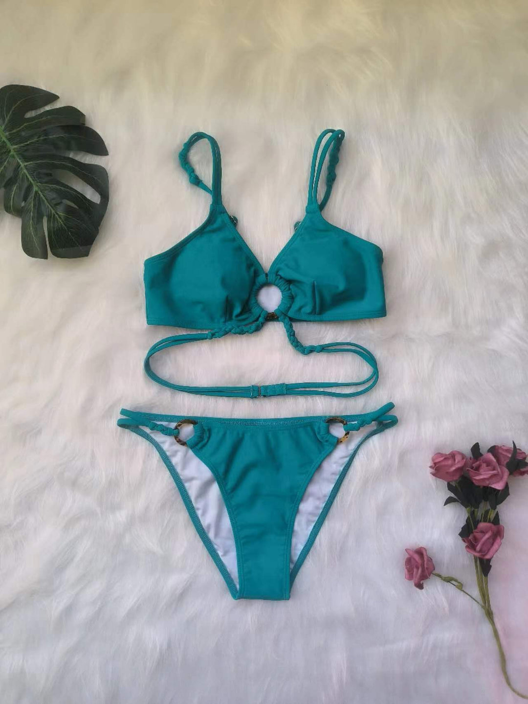 Damen Triangel-Bikini mit kreativen Knotendetails EB