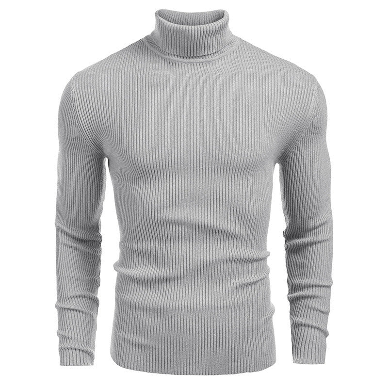Herren eleganter Rollkragenpullover aus ribbed Strick EB