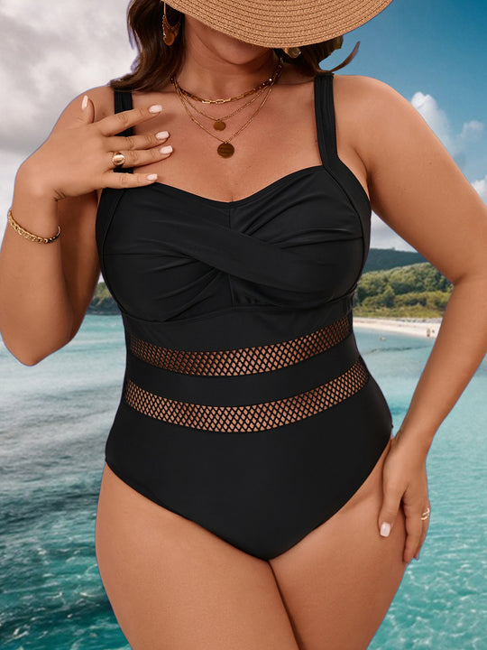 Damen Einteiler Badeanzug mit elegantem Netzdesign EB