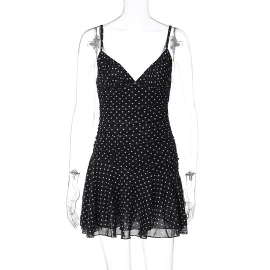 Damen Sommerliches Minikleid mit tiefem V-Ausschnitt und tierischem Muster EB