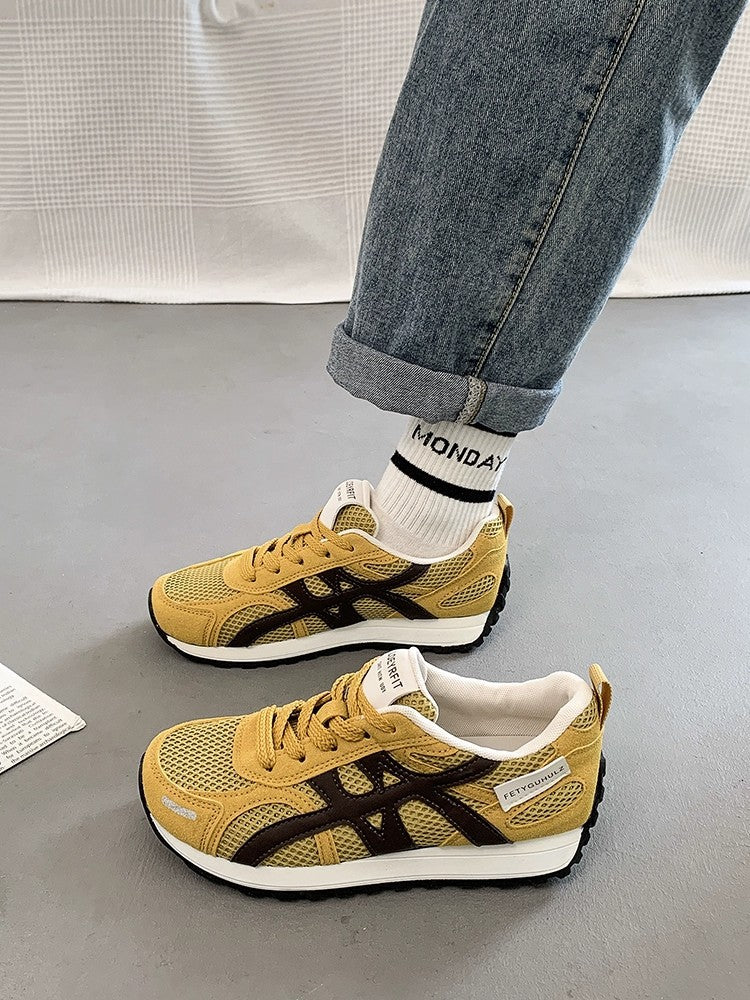 Damen Sportliche Mesh Sneakers mit atmungsaktiver Oberflächenstruktur und rutschfester Sohle EB