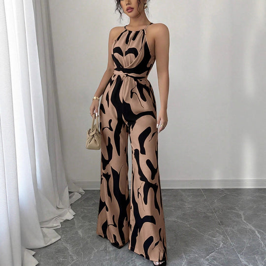 Damen Modischer Jumpsuit mit Spaghettiträgern und weitem Bein EB