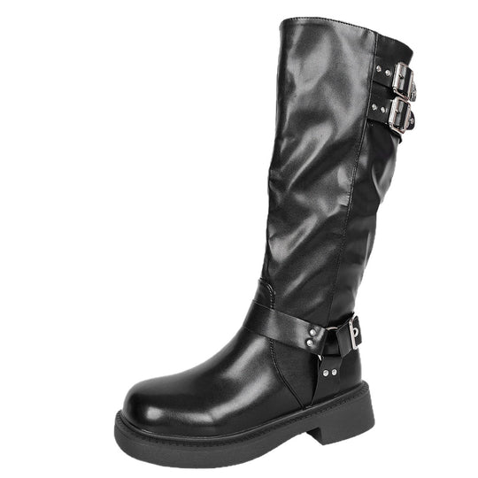 Damen Stiefel mit modischen Schnallen-Details und strapazierfähigem Obermaterial EB