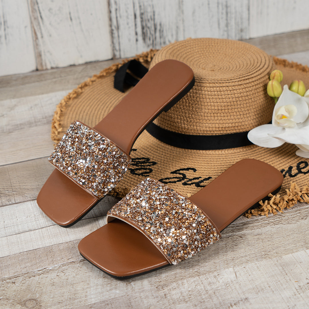 Damen Glamouröse Riemensandalen mit funkelnden Strassdetails EB