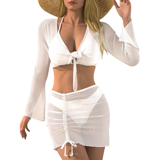 Damen Strand-Outfit mit transparenter Bluse EB