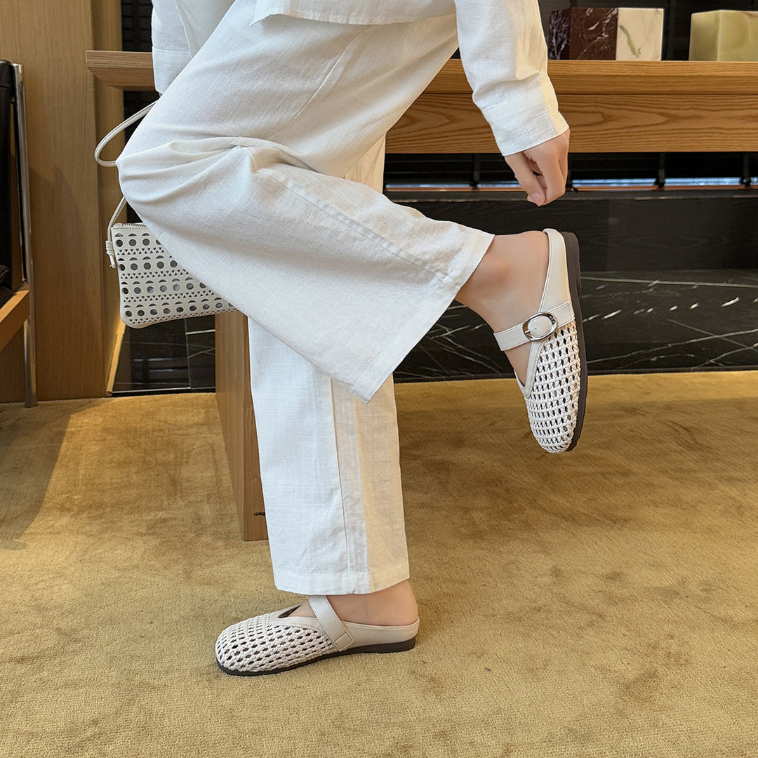 Damen Komfortable Clogs mit modischem Flechtmuster und anpassbarem Riemen EB