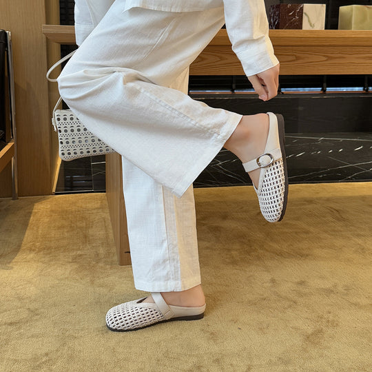 Damen Komfortable Clogs mit modischem Flechtmuster und anpassbarem Riemen EB