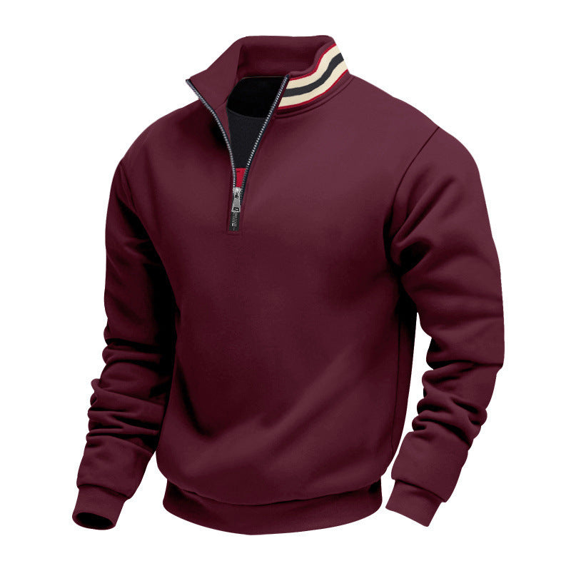 Herren nan Halbzip-Sweatshirt mit sportivem Ringkragen und weichem Fleece-Innenfutter EB