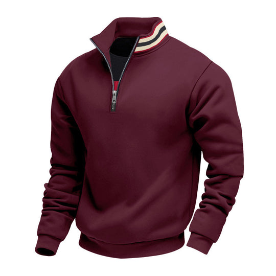 Herren nan Halbzip-Sweatshirt mit sportivem Ringkragen und weichem Fleece-Innenfutter EB