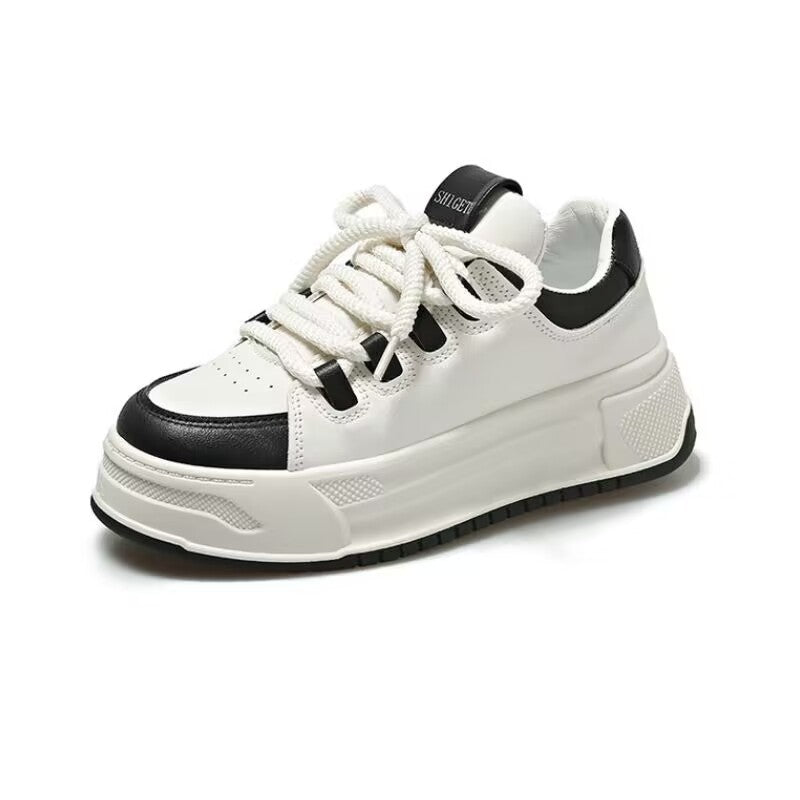 Damen modische Sneakers mit durchgehendem Plateau und elastischen Schnürsenkeln EB