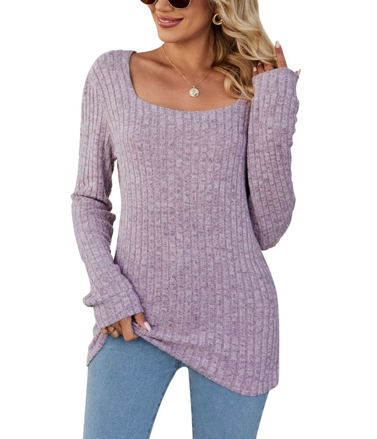 Damen lässiger Strickpullover mit weitem Schnitt und modernem Rippenmuster EB