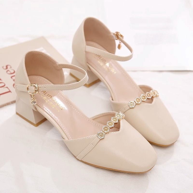 Damen Elegante Hochzeits-Pumps mit dezentem Schmuckdetail und komfortablem Blockabsatz EB