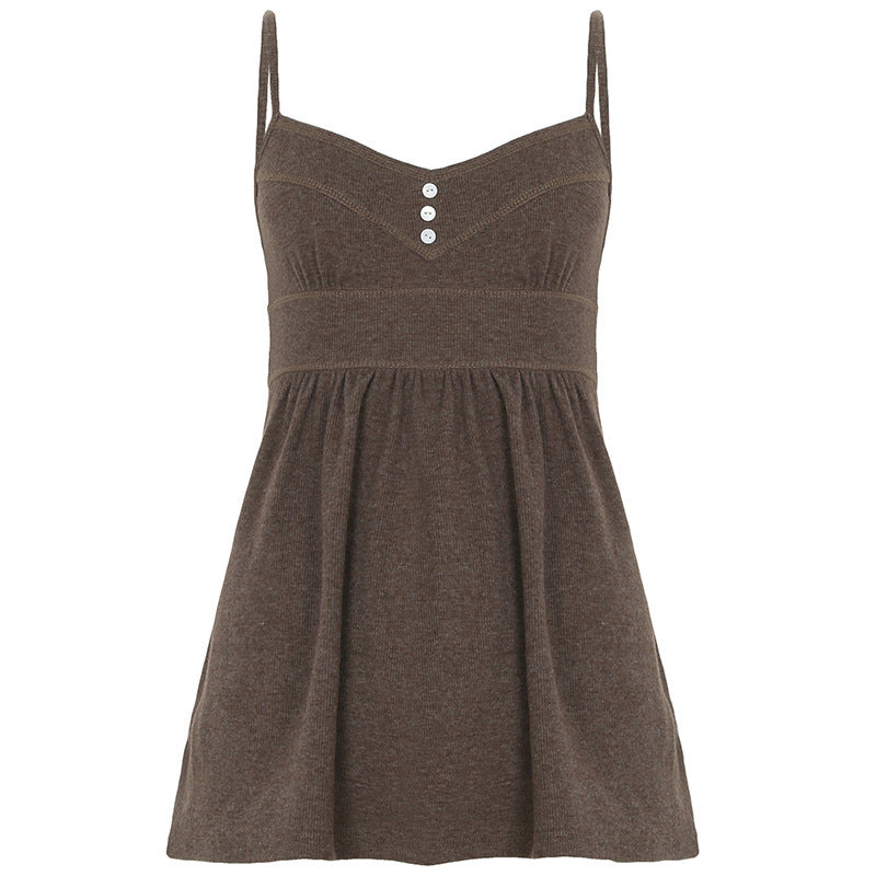Damen Spaghetti-Trägertop mit eleganter Raffung EB