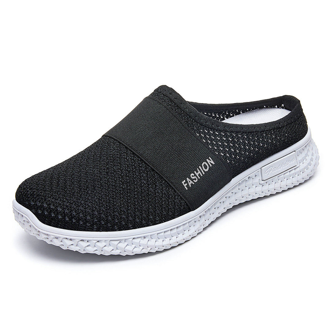 Damen nan gestrickter atmungsaktiver Slip-On Sneaker mit elastischem Mittelband EB