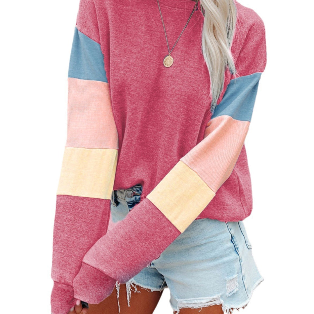 Damen Freizeitpullover mit buntem Ärmeldesign EB